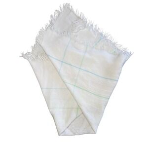 Vintage‎ Baby Kisses Japan Waffle Knit Fringe Blanket White Pastel Plaid